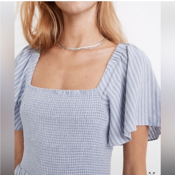 Madewell Blue Striped Midi Dress - Picture 3 of 14
